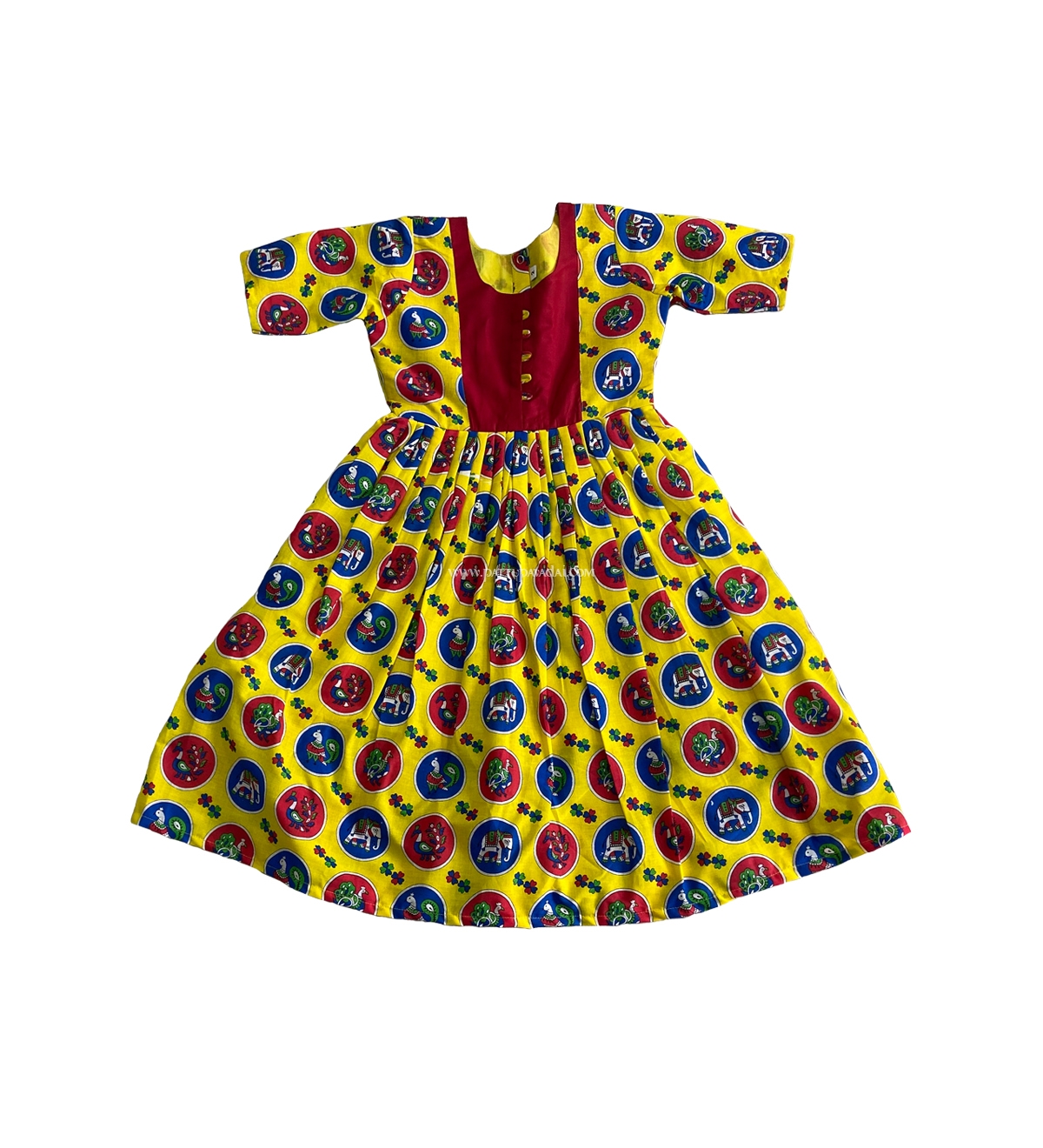 Kids Long Gown Yellow and Red