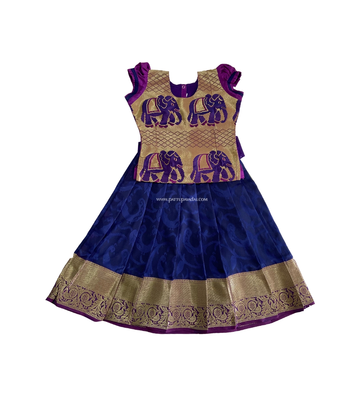 Kids Silk Frock Navy Blue and Magenta