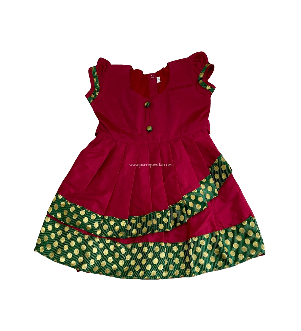 Silk Cotton Frock Red and Green