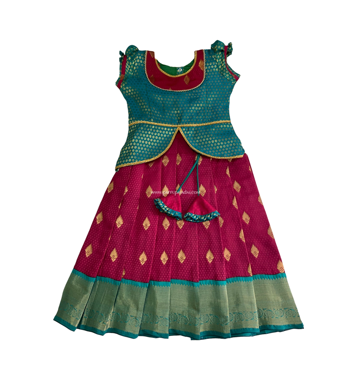 Silk Pavadai Ethnic Wear Green and Red