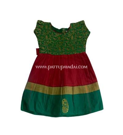 Brocade frock red and green