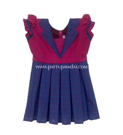 Cotton Frock Blue and Pink