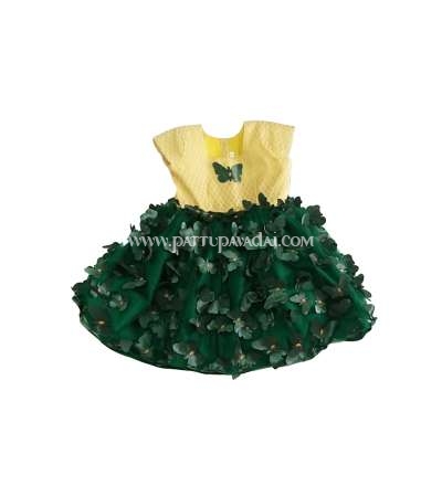 Netted Frock Green and Cream