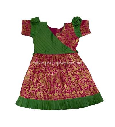 Pattu Frock Green and Pink