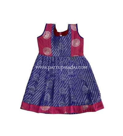 Traditional Pure Silk Frock Stripes Blue and Pink