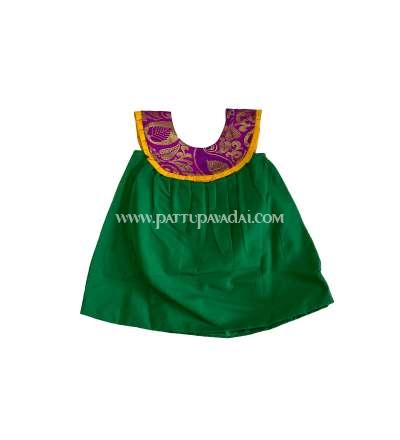 Silk Cotton Frock Green and Pink