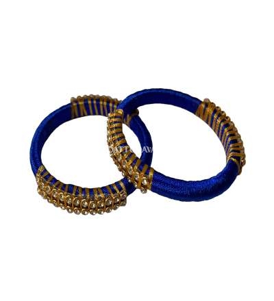 Silk Thread Bangle Blue And Golden