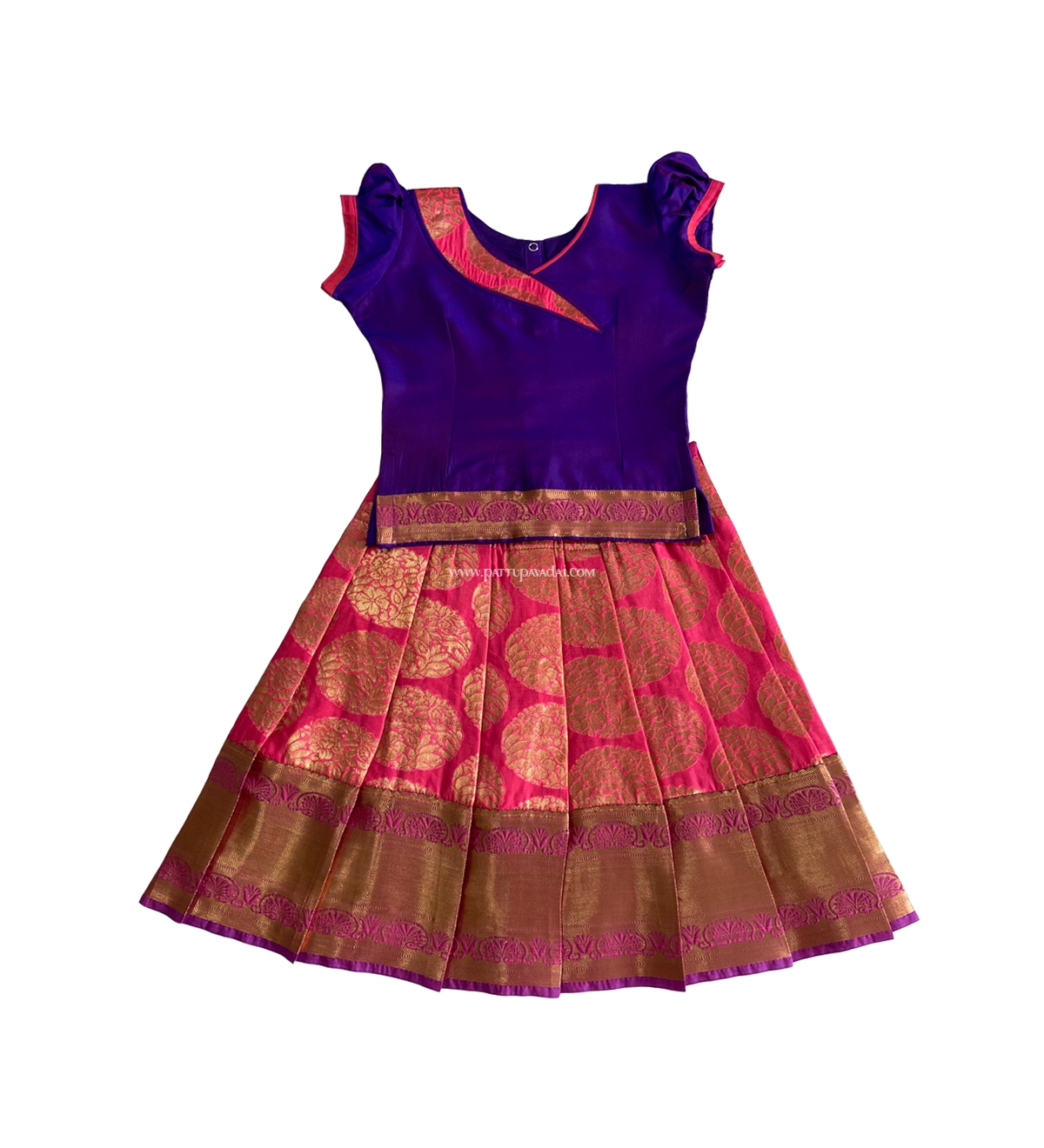 Buy Online Soft Silk Pavadai Pink and Violet