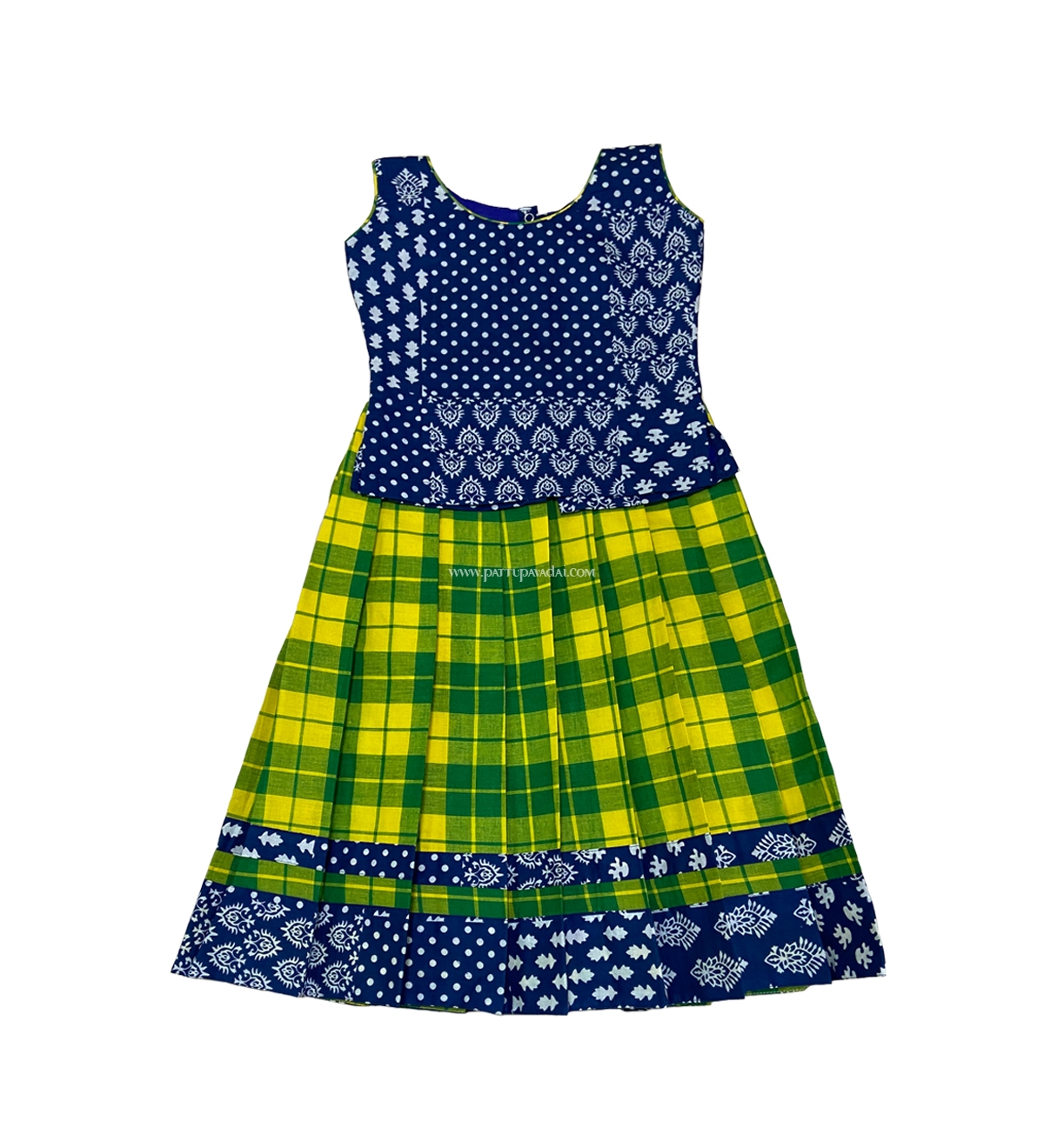 Buy Traditional Cotton Pavadai Green and Blue