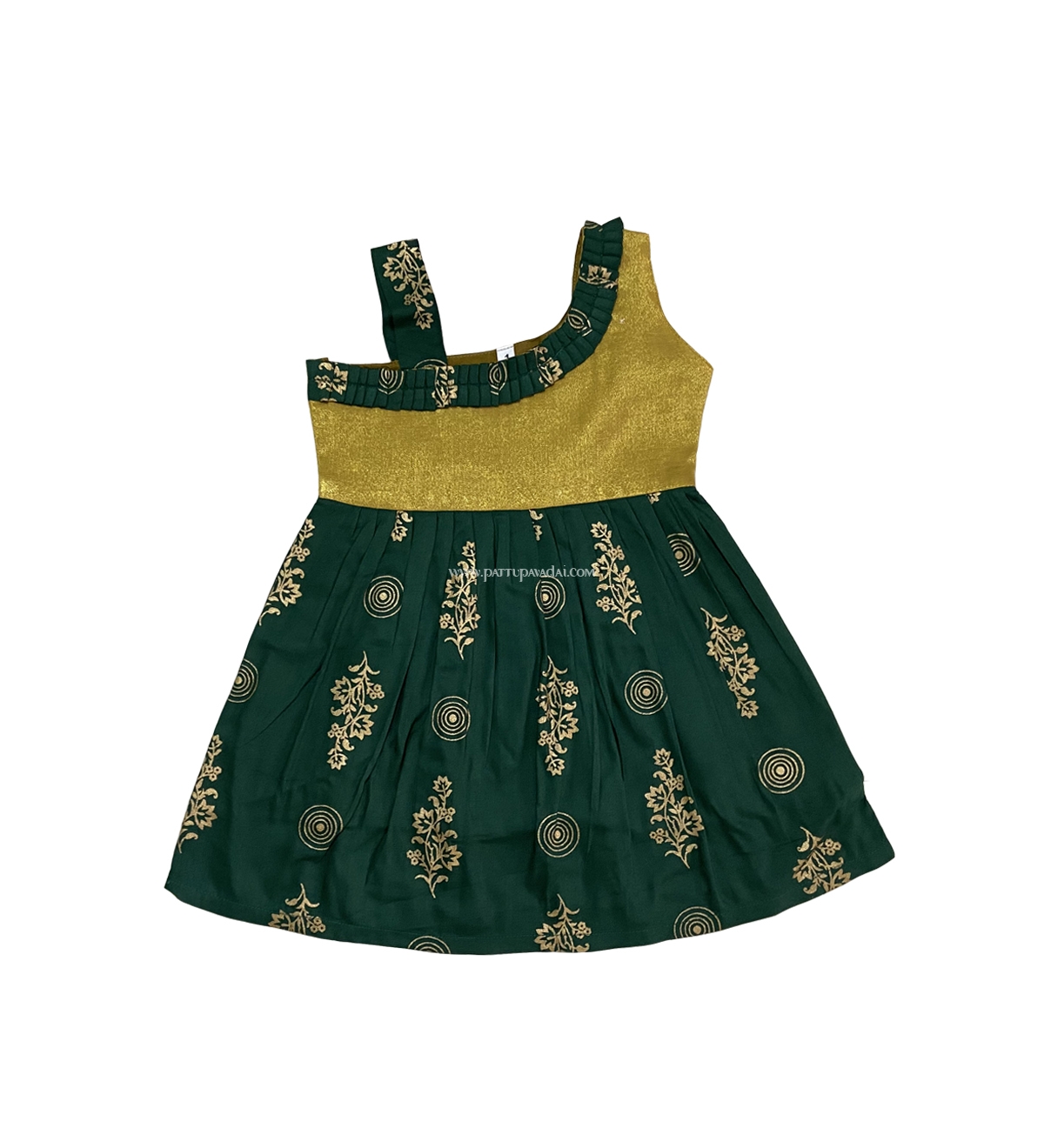 Cotton Frock Green and Golden