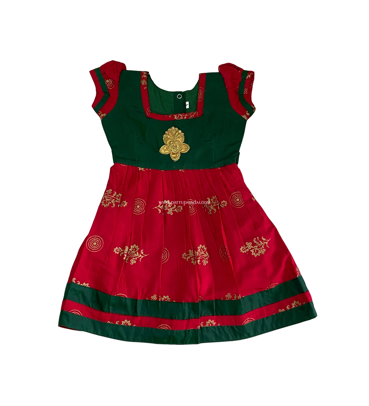 Cotton frock green and red