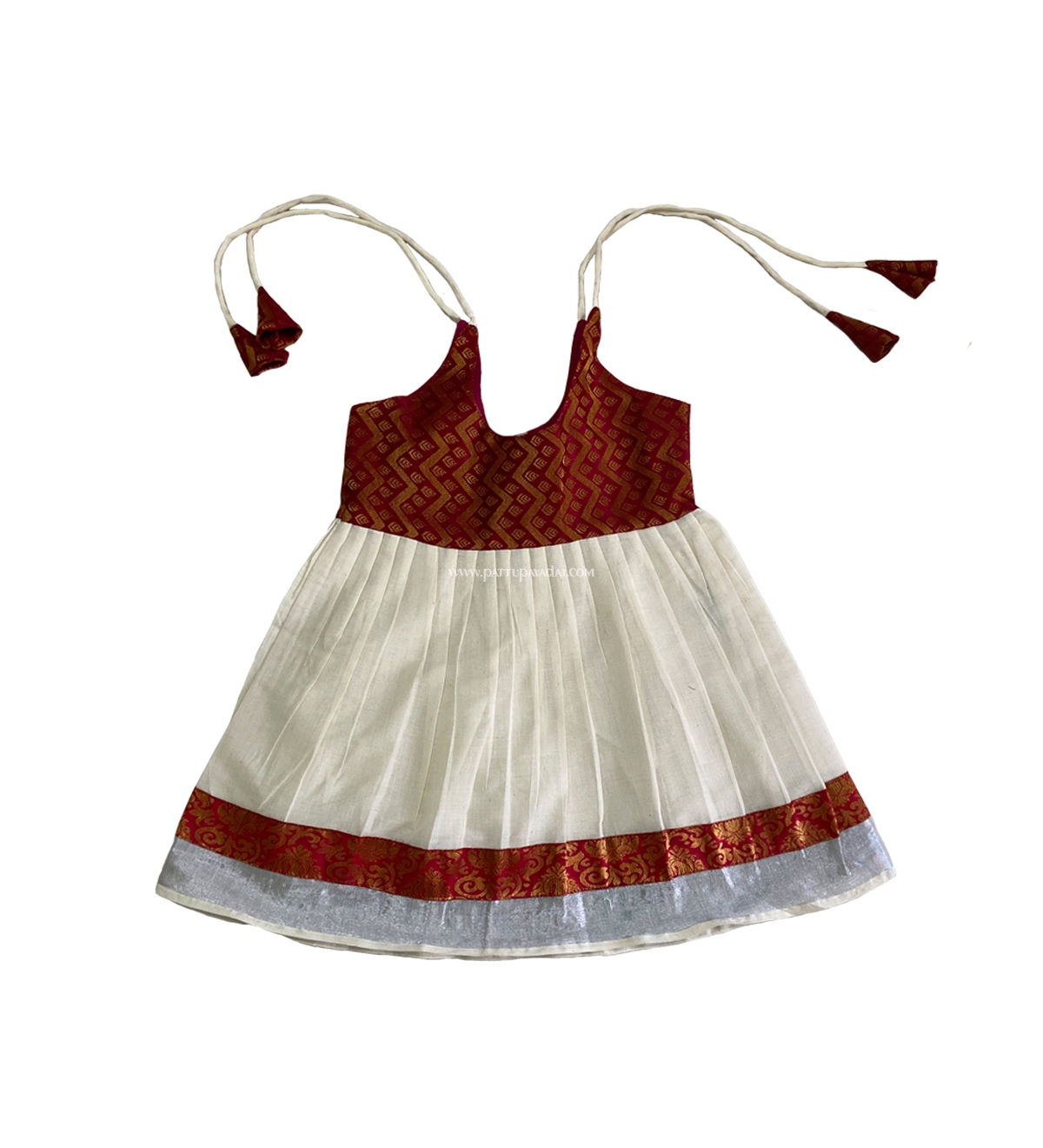 Kerala Knot Frock Maroon and Silver
