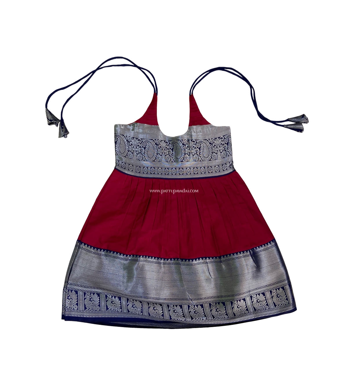 Maroon and Navy Blue Silk Frock