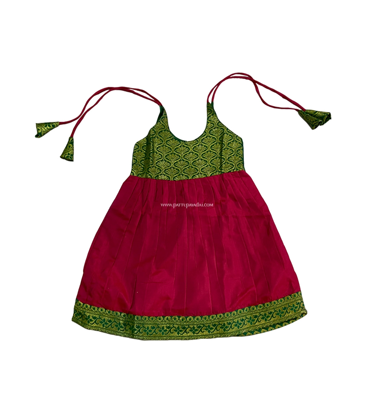 New Born Red and Green Silk Frock