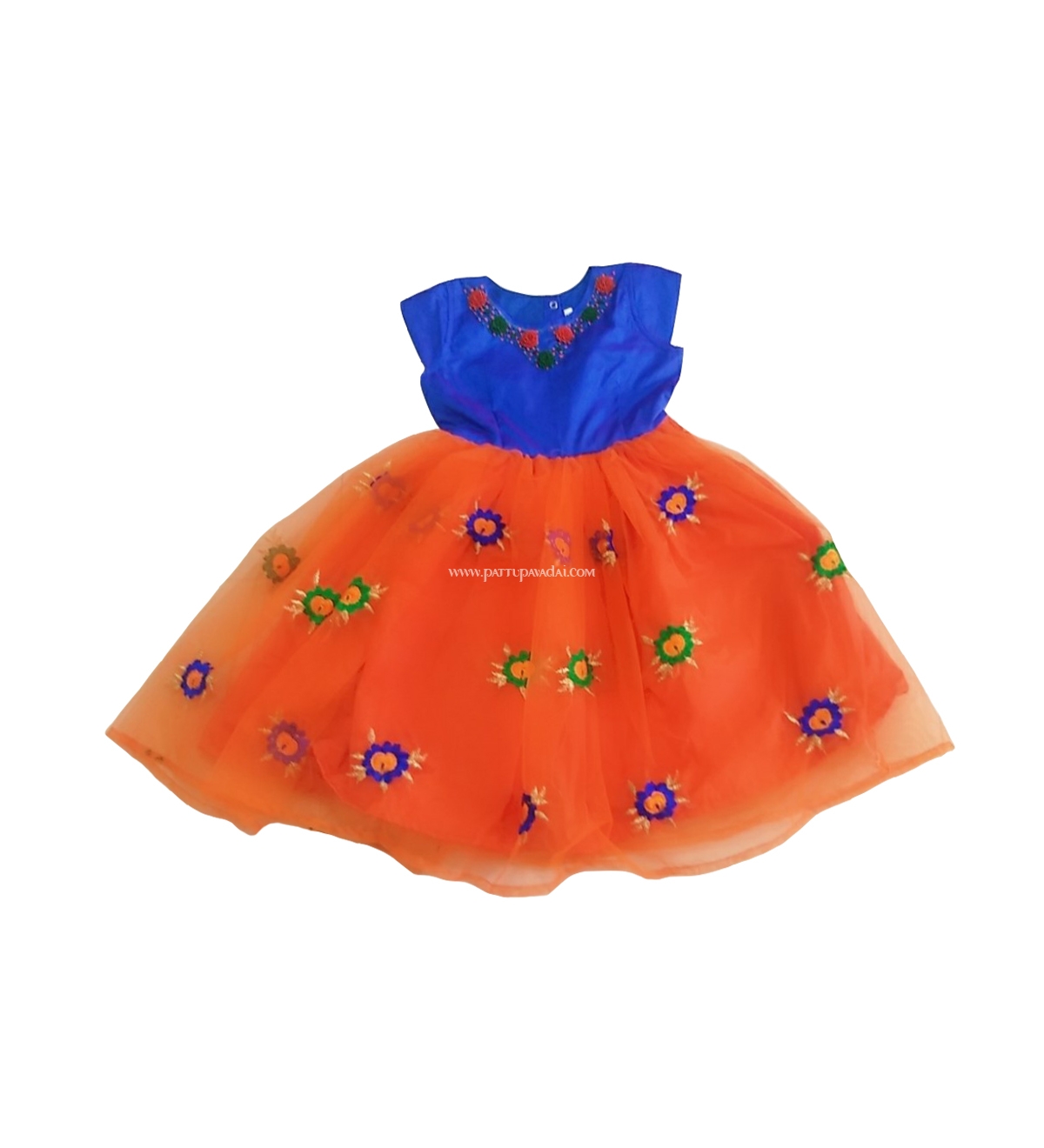 Orange and Blue Netted Frock
