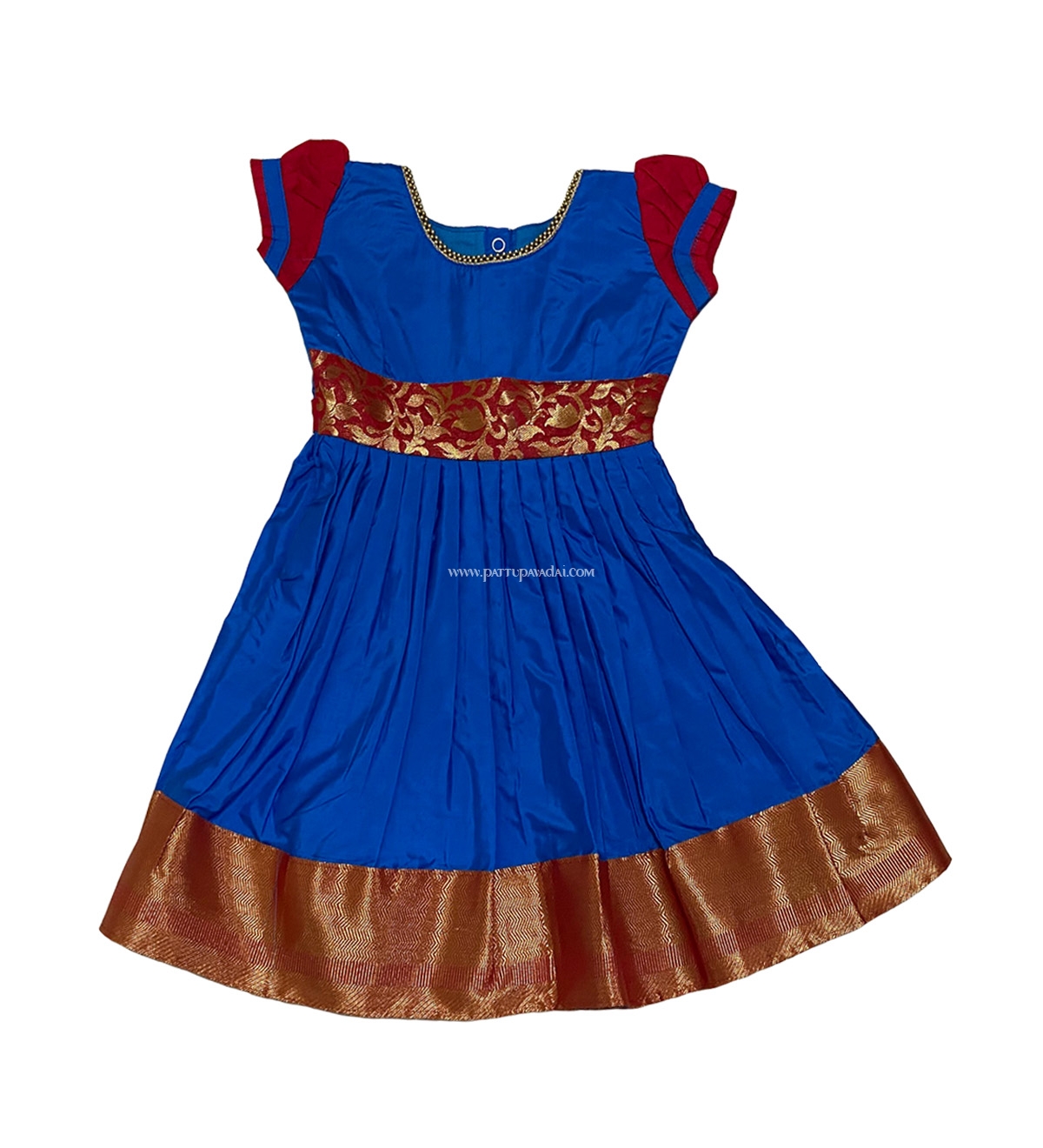 Buy Online Pure Silk Frock Blue and Red