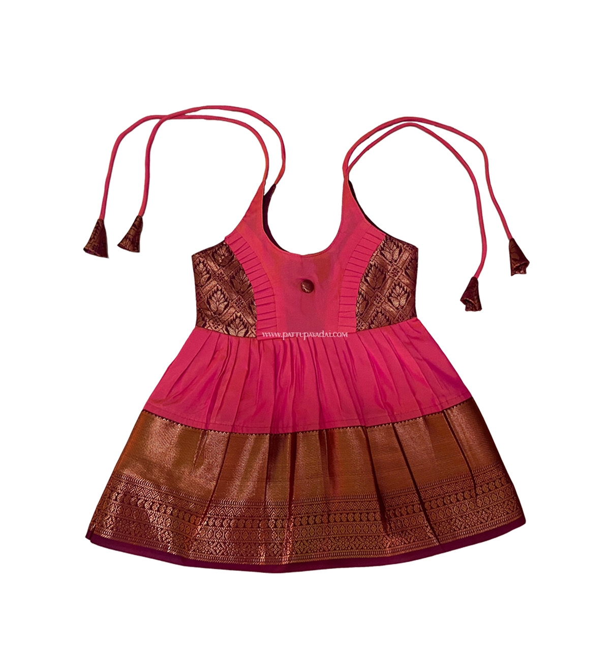 Pure Silk Frock Maroon and Pink