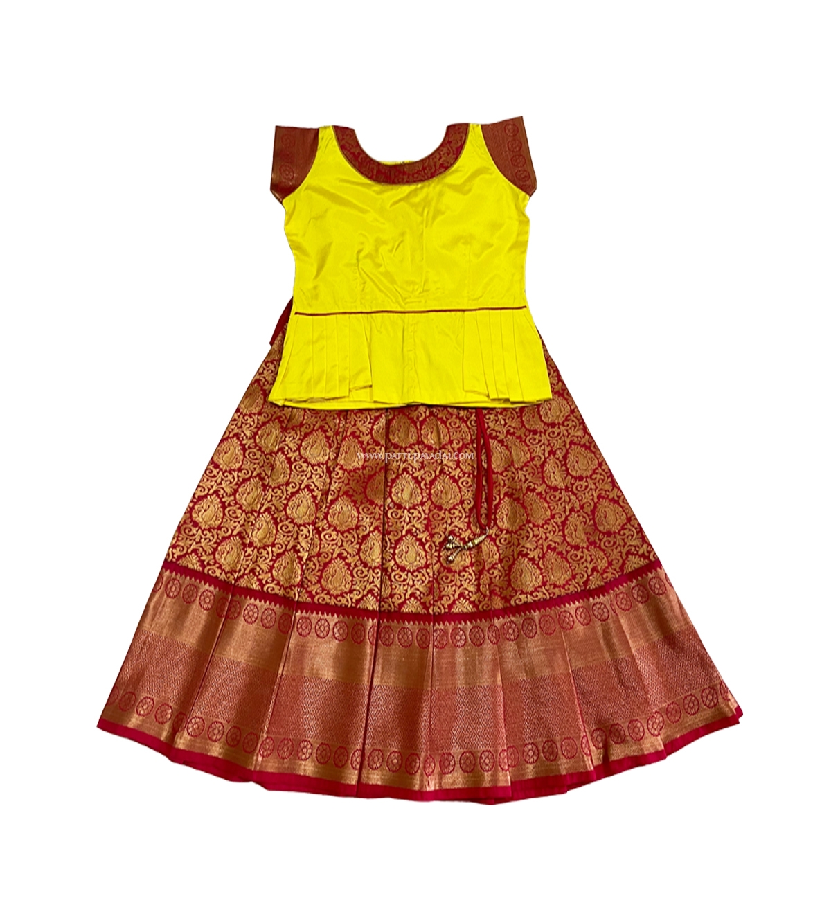 Pure Silk Pavadai Red and Yellow