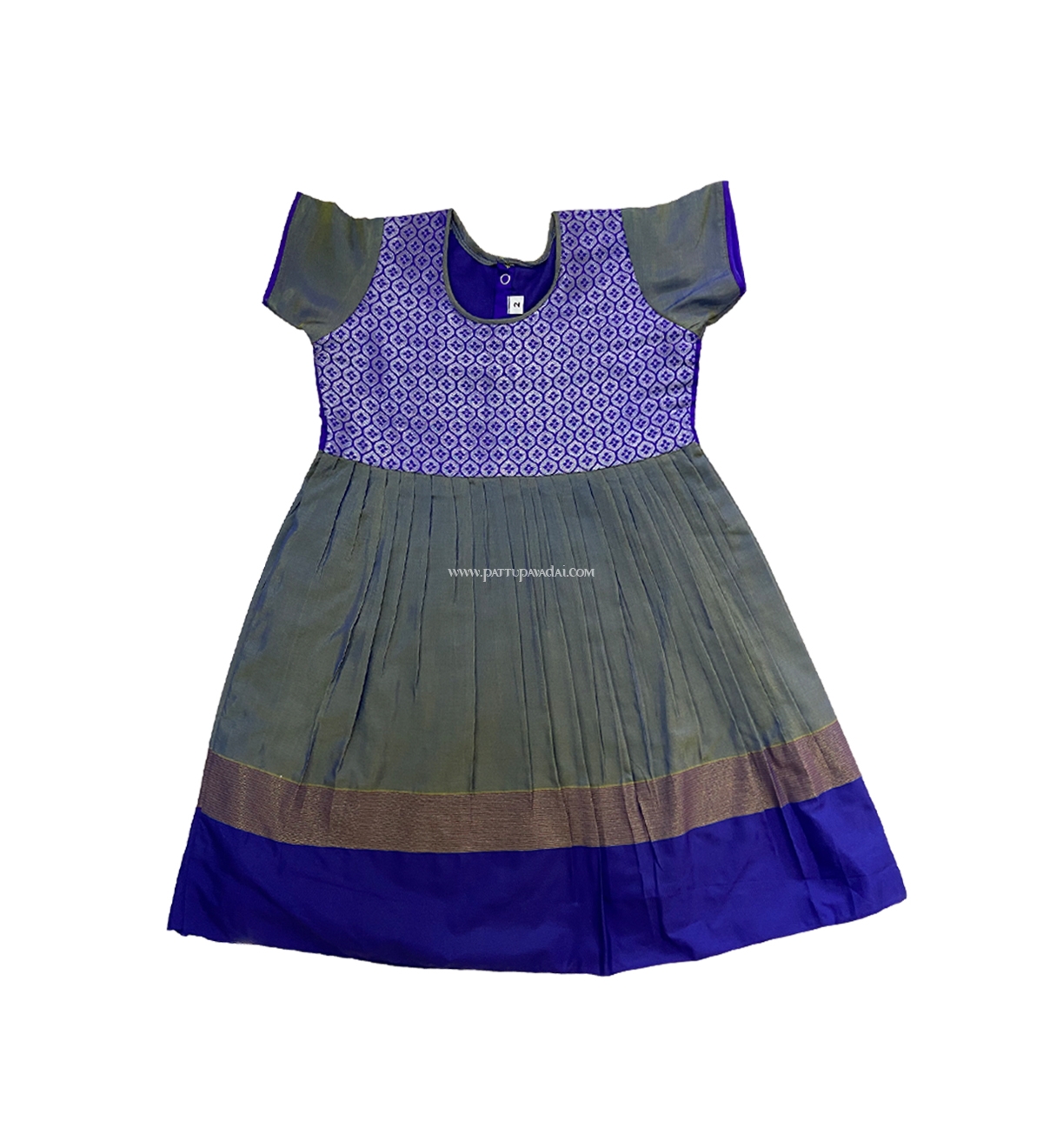 Silk Cotton Frock Grey and Blue