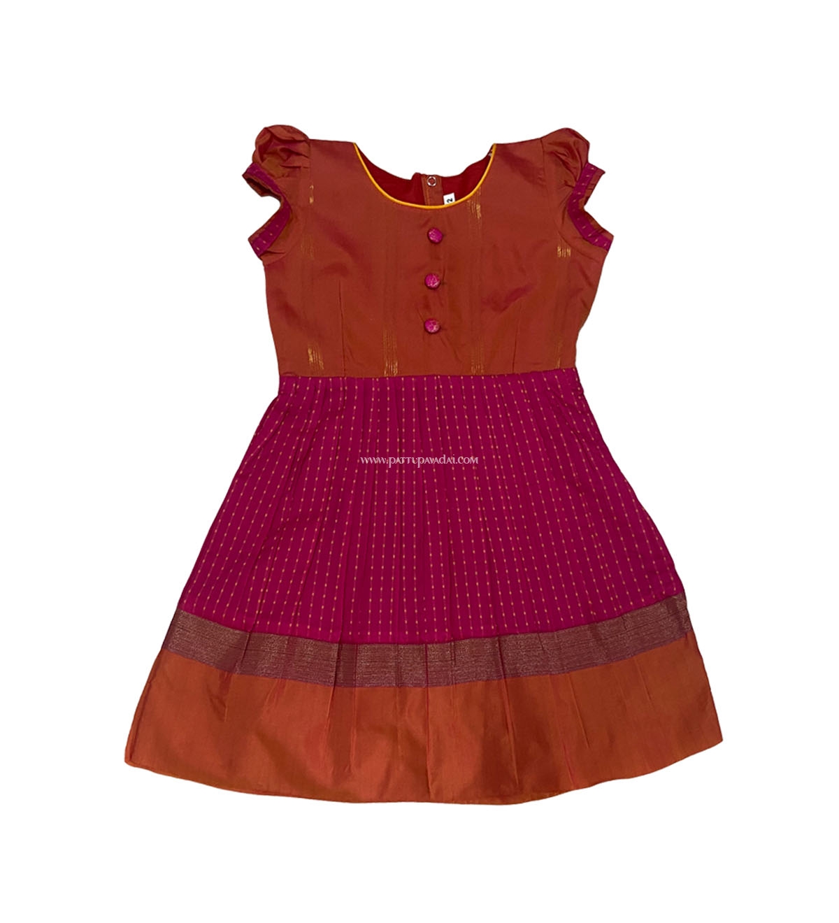 Silk Cotton Frock Pink and Orange