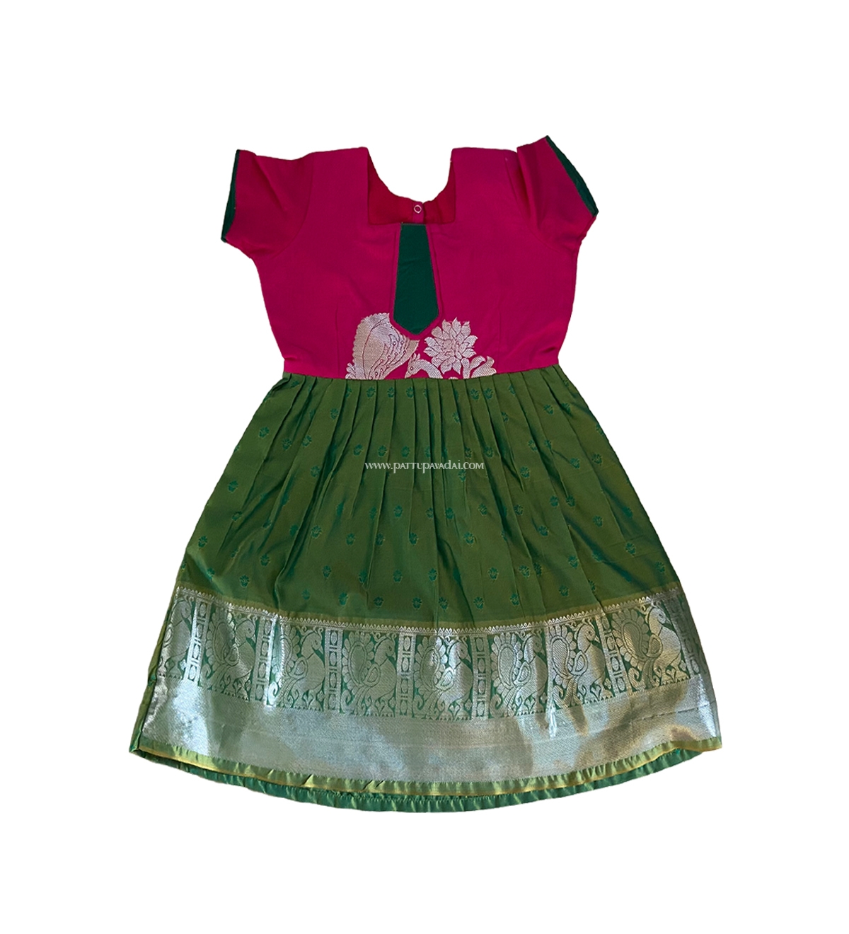 Silk Frock Green and Pink