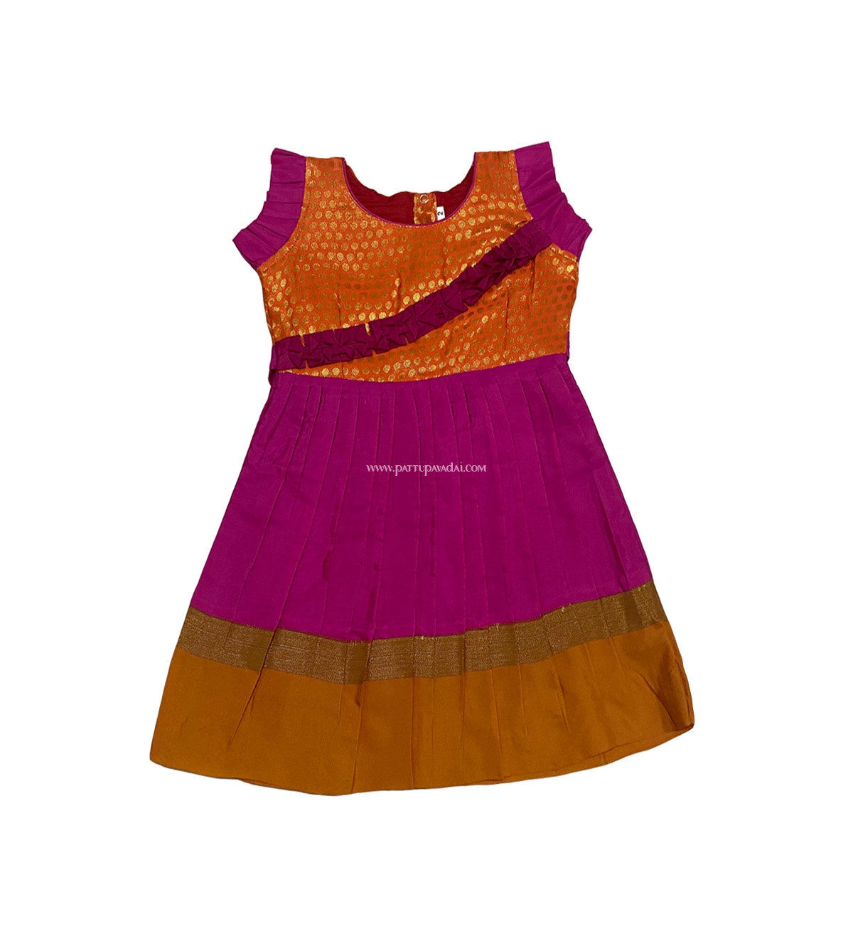 Silk Cotton Frock Orange and Pink