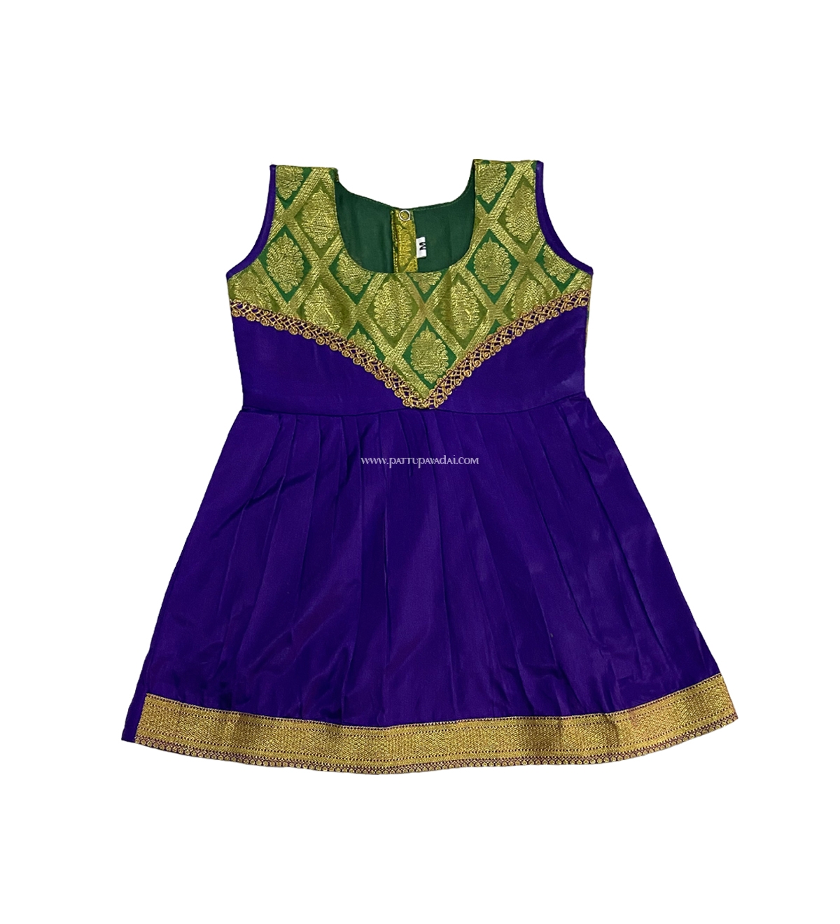 Buy kids Pure Silk Frock Violet and Golden Online USA