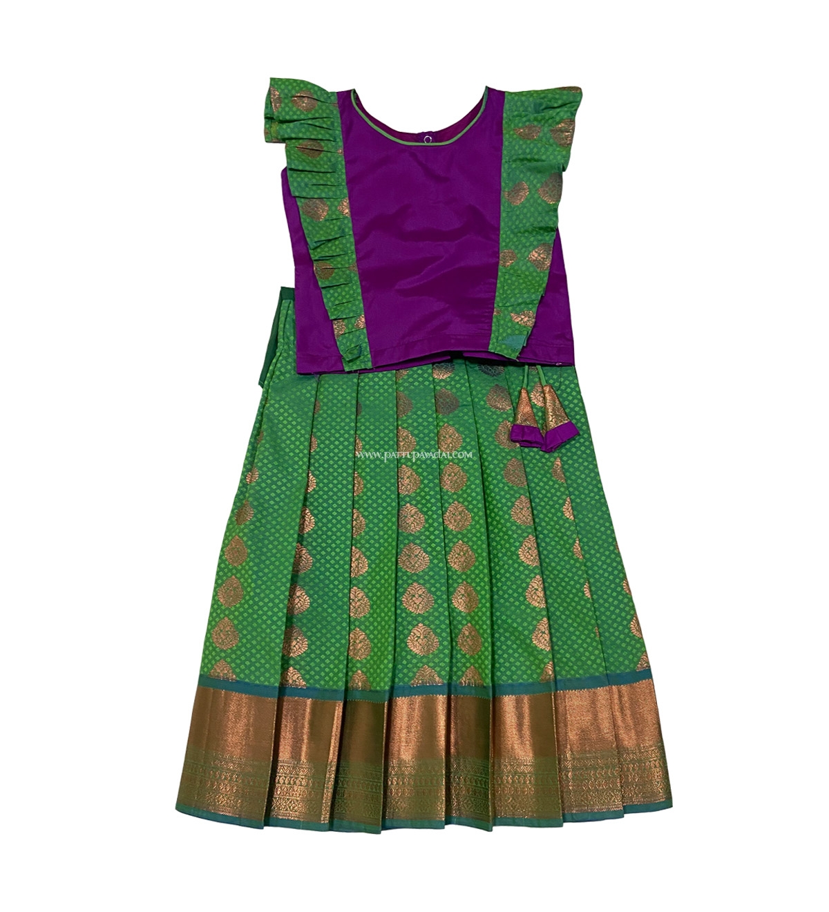 Silk Pavadai Ethnic Wear - Green and Purple