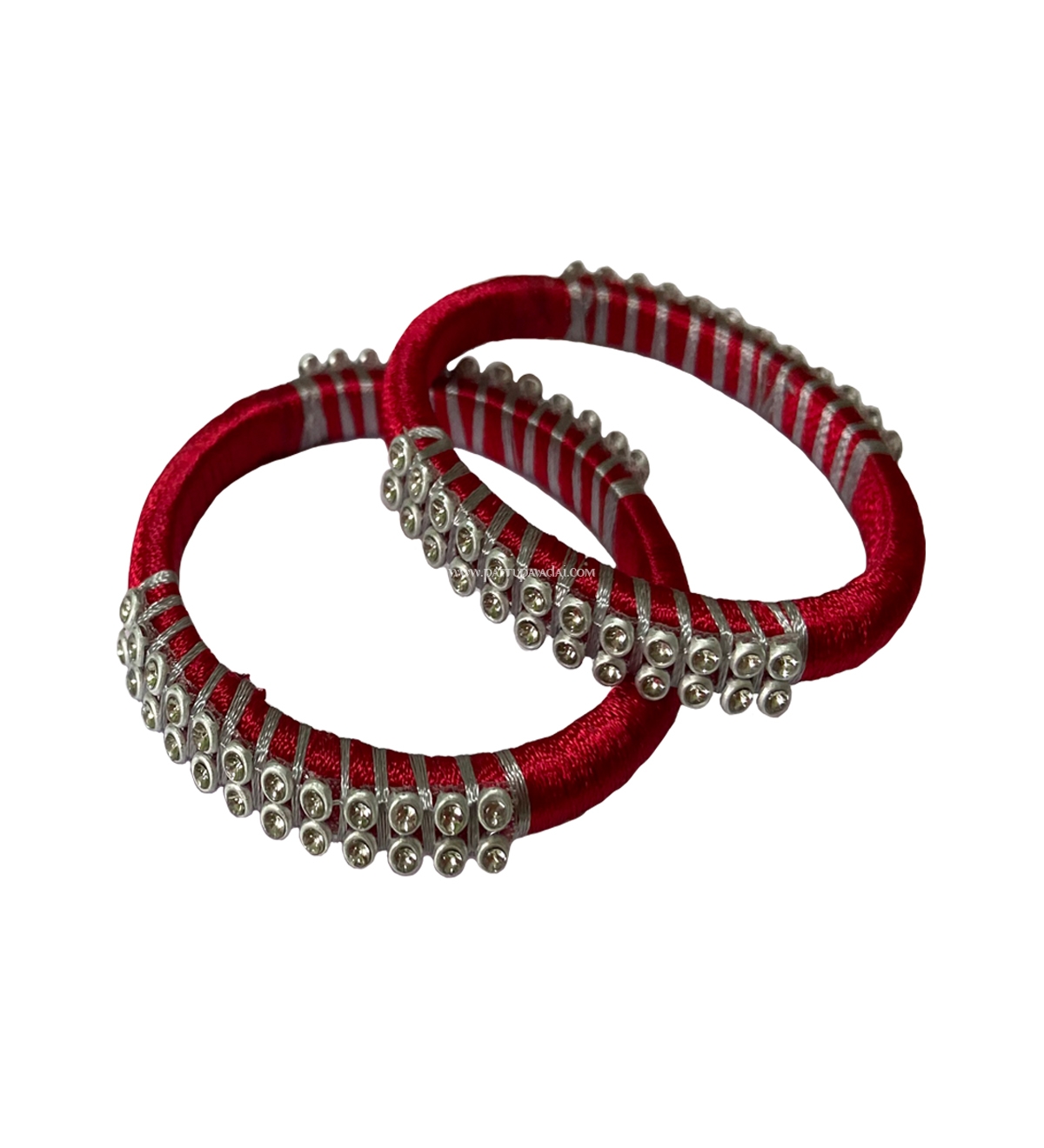 Silk Thread Bangle Red and Silver