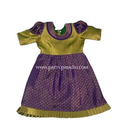 Brocade Silk Frock Violet and Green