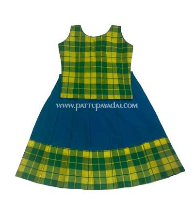 Checked Cotton Top and Peacock Blue Skirt