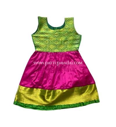 Green and Pink Silk Frock
