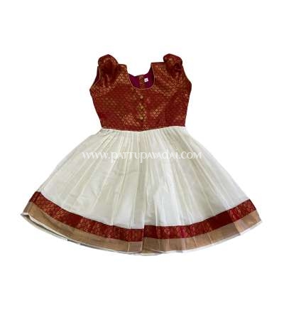 Kerala Frock Red and Cream
