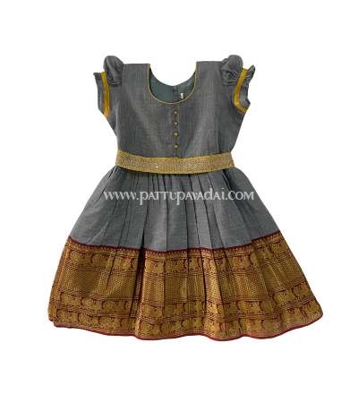 Kids Long Gown Grey and Maroon