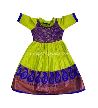 Kids Long Gown Parrot Green and Blue