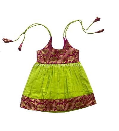 Pure Silk Frock Green and Pink