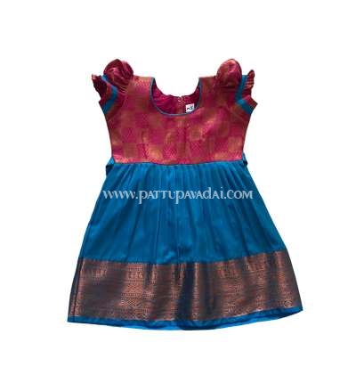 New Born Pink and Blue Silk Frock