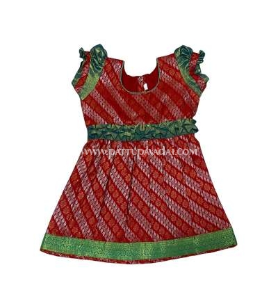 New Born Pure Silk Frock Red