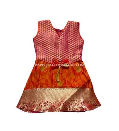 Orange and Pink Silk Frock