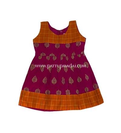 Pure Cotton Frock Orange and Pink
