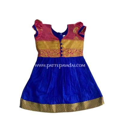 Kids Silk Frock Blue and Pink