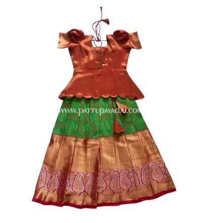 Pure Silk Pavadai Red and Green