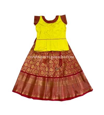 Pure Silk Pavadai Red and Yellow