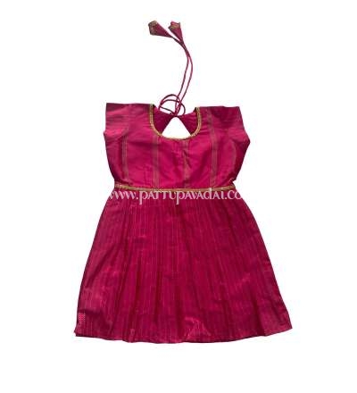 Silk Cotton Frock Pink and Golden