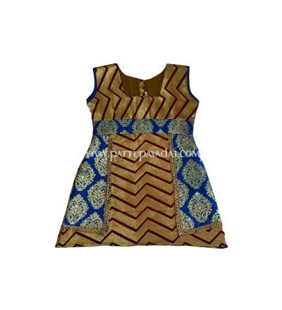Buy Online Silk Frock Blue and Maroon