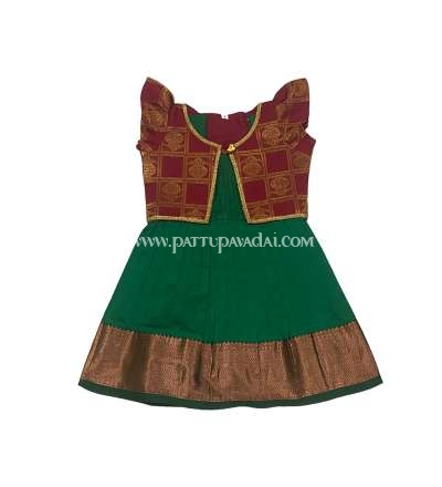 Silk Frock Green with Shrug