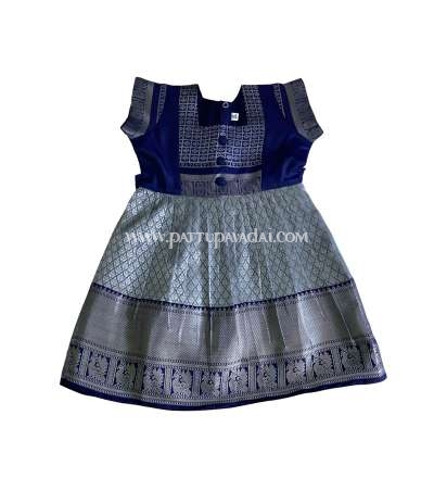 Silk Frock Navy Blue and Grey