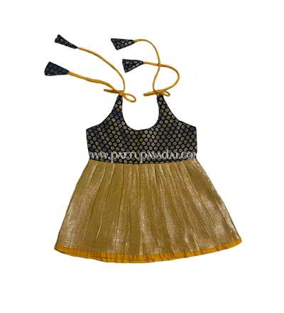 Buy Silk Frock Navy Blue and Yellow