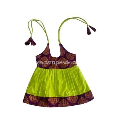 Silk Frock Parrot Green and Magenta