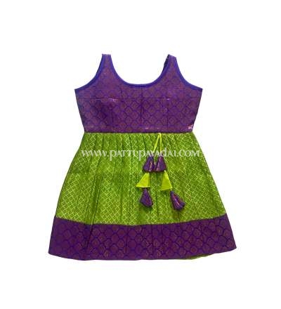 Silk Frock Violet and Parrot Green